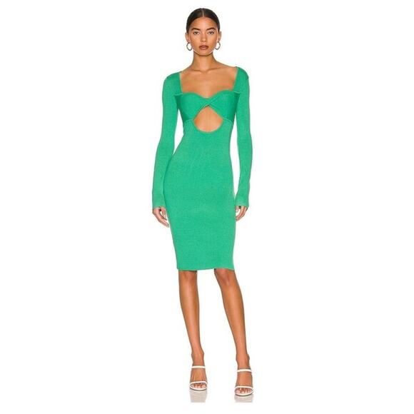 Le Superbe Dresses & Skirts - Rib Knit Bodycon Dress Le Superbe Midi‎ CutOut Green NWT